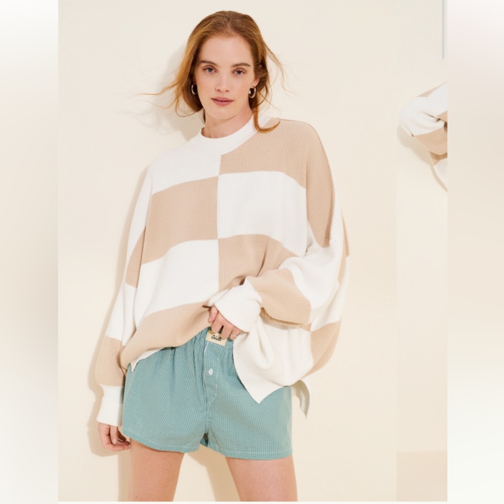Free People Checker Easy Street Tunic Sweater